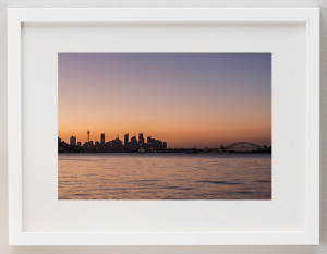 james-ratliff-framed-prints-sydney-dusk-white-frame